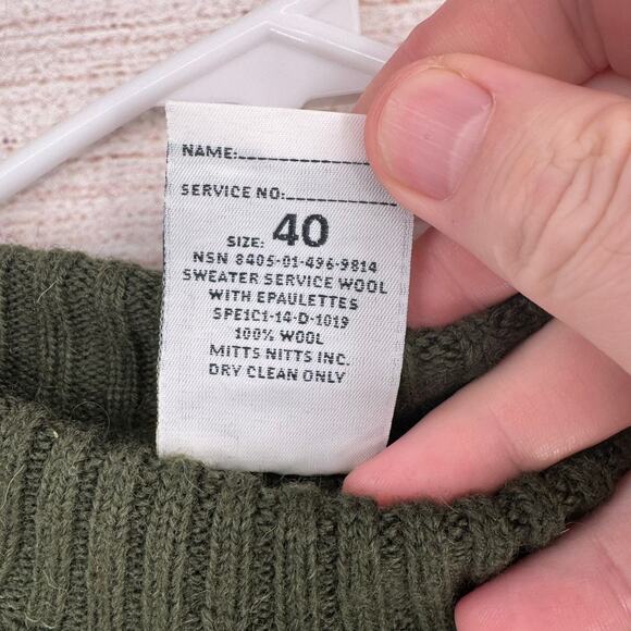 Defense Logistics Agency Rib Knit Wool Commnado Sweater Mens 46 Green NEW - Picture 10 of 13